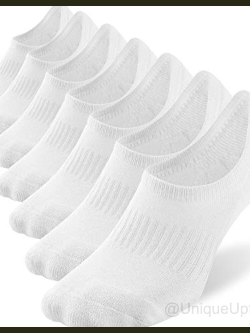 Men's No Show Socks 7 Pairs Thin Non Slip Invisible Cotton Low Cut White 9-11
